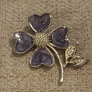 AAi • Silver and Purple Floral Brooch